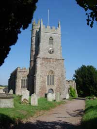 View of tower of St Mary’s Church, Silverton